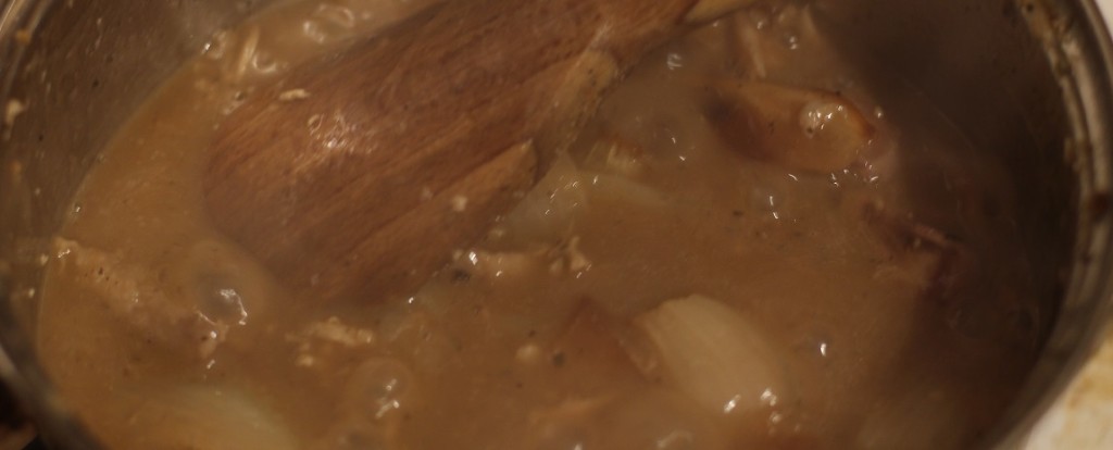 Gravy after cooking for a bit - getting a better colour