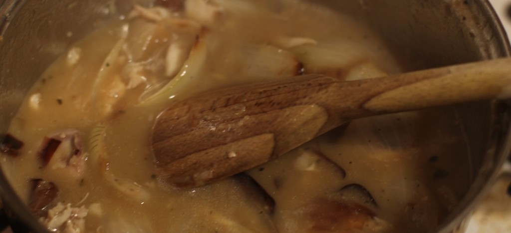 Stock and some boiling water into the gravy